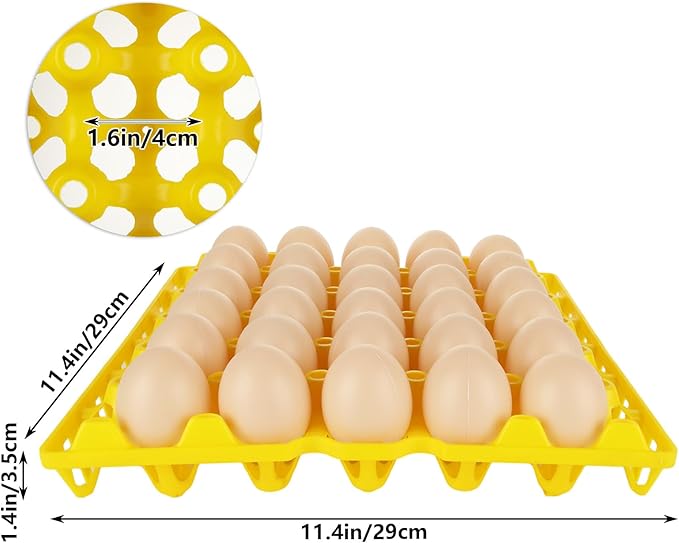 DAJAVE 12 Pack Plastic Egg Tray, Yellow Egg Crates 30-Eggs Flats for Home Chicken Farmers, Stackable Eggs Cartons Flats Hold Multiple Egg for Packing, Storage, Shipping