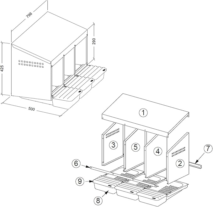 Hatching Time EggHouse Galvanized 3 Bay Nesting Box with Triple Roll Away Egg Collection Trays and Metal Legs, Freestanding Chicken Coop Hen Laying System for Farm Flocks, Up to 30 Hens
