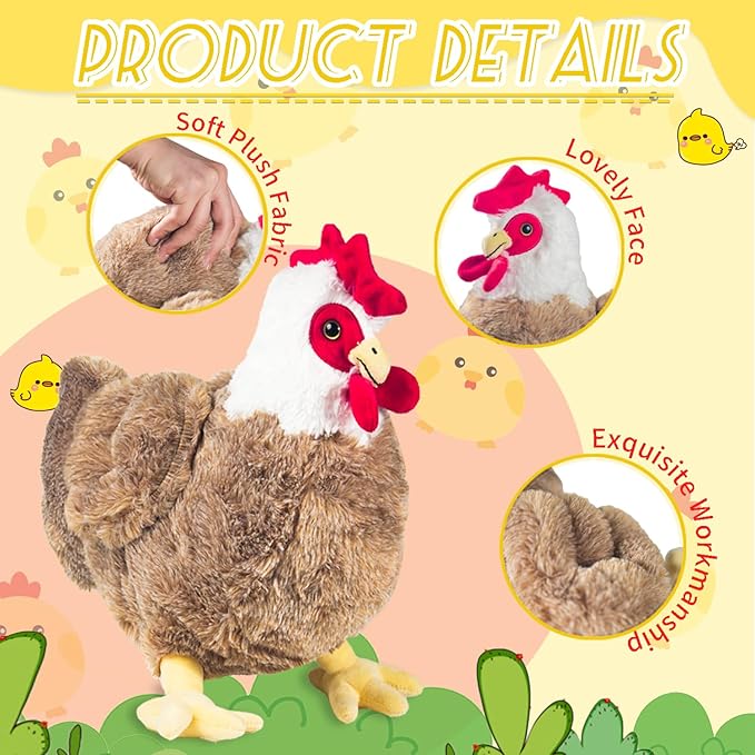 9 in 1 Chicken Stuffed Animal Set, Stuffed Chicken Plush Toy Egg Laying Hen with Zipper and Baby Chicks Plush Chickens, Eggs and Coop Chicken Toys for Kids Girls Boys Birthday Easter Stuffers Gifts