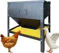 Large Capacity Automatic Chicken Feeder 80lbs Metal Poultry Feeder Set,with Latch & Handle Suitable for Chickens, Ducks, Turkeys（Adjustable Height）