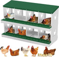 Chicken Nesting Boxes,8 Compartments Galvanized Steel Metal Laying Boxes,Pull-Out Egg Box Easy Egg Collection & Clean,Wall Mount Suitable for Farm Chicken House,Green