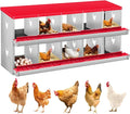 Chicken Nesting Box,10 Compartments Nesting Box for Chickens, Two-Tier Galvanized Metal Wall Mount Chicken Egg Laying Box with Large Vented Holes for Easy Egg Collection ﻿