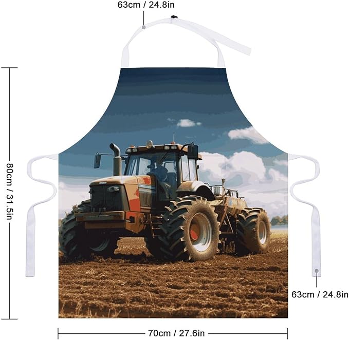 Adult Apron with Pocket, Adjustable Fantasy Farm Tractor Bib Aprons for Kitchen, Cross Back Chef Aprons for Man Woman, Waterproof Apron for BBQ Crafting Outdoors, Cooking