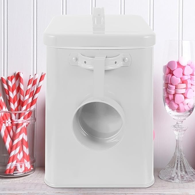 Iron Airtight Food Storage Container for Pet Dog Cat Food White Metal Pantry Organizer Bin with Lid for Grain and Laundry Powder Storage