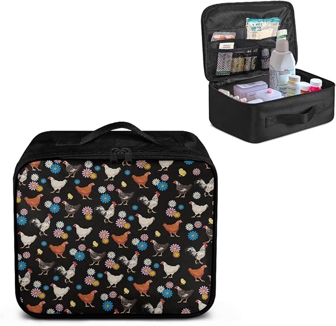 Rnyleeg First Aid Bag Empty Travel Medicine Pouch Organizer Farmhosue Portable First Aid Kit Basic Outdoor Essentials Survival Kit Chicken Daisy