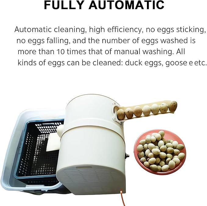2300 Pcs/H Egg Washing Machine, Automatic Egg Washer Machine with Roller Brush, 304 Stainless Steel Egg Washer for Fresh Eggs, Egg Cleaner for Chicken, Duck, and Goose Eggs