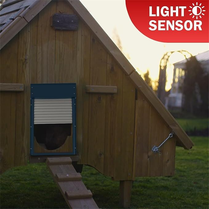 Automatic Chicken Coop Door Solar Powered Chicken Coop Accessories with Timer & Light Sensor Mix 4modes, Remote Control Anti-Pinch Auto Switch Waterproof Aluminum Chicken Door,Brown