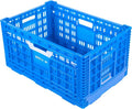 Restaurantware Plastic Milk Crates for Storage - 10 Pack - Cater Tek Stackable Storage Buns for Organizing - Collapsible Storage Basket for Groceries, Home Supplies, Blue