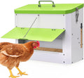 25LBS Automatic Chicken Feeder-No Waste Metal Poultry Feeder with View Window & Rain Cover,Hanging Chicken Food Dispenser for Outdoor Coops，No Assembly, Rodent Proof