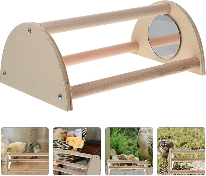 Chicken Roosting Bar and Chick Perch for Brooder, Wooden Standing Perch with Support Frame, Natural Wood Chicken Coop Accessory for Chick Roosting and Standing