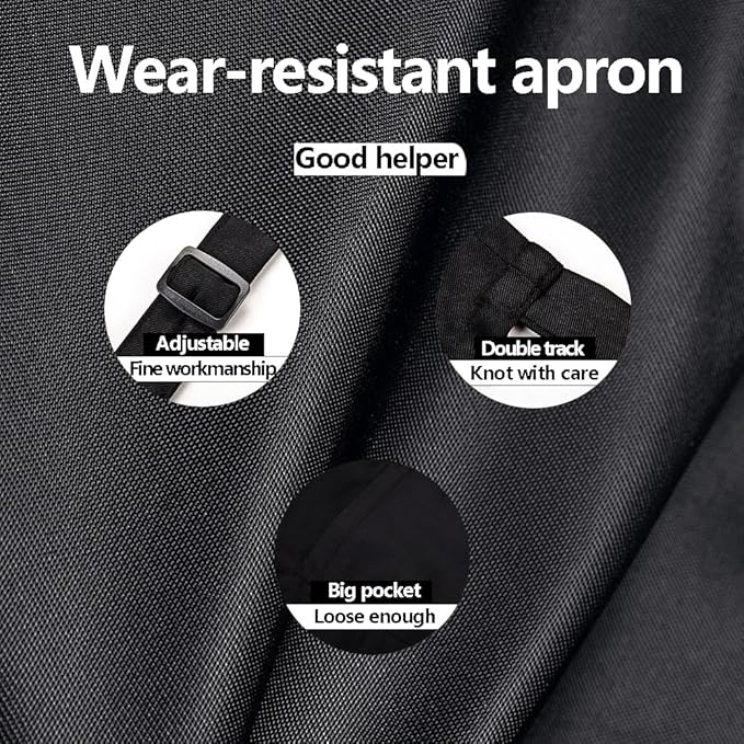 URED Adjustable Bib Aprons For Women With Pockets Black Chef Apron Thicken Long Aprons Cooking Apron For Men Gift