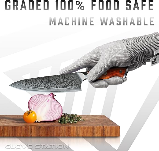 Glove Station Ultra Durable Series Cut Resistant Gloves - Cutting Gloves for Chefs, BBQ and Cooking - Level 7 Protection, Food Grade Safe Cut - Granite Gray, Small