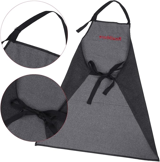 Cotton Denim Apron Waterproof Oil Resistant Work Apron with Pockets, for Cooking, BBQ, Grilling, Chef, Bartender, Carpenter, Painting, Gardening, Blacksmith, Adjustable Straps