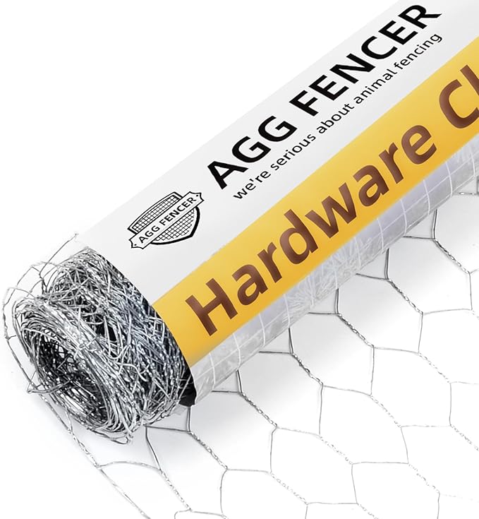 Chicken Wire Mesh 13.7in x 236in Poultry Wire Netting Hexagonal Galvanized Hardware Cloth Mesh Garden Fence Barrier for Pet Rabbit Garden Chicken Wire Fencing
