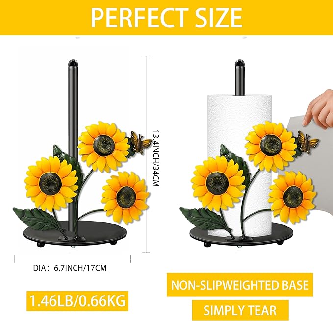 Sunflower Paper Towel Holder, Sunflower Decor for Countertop Cute Vintage Home Table, Housewarming Birthday Gifts for Sunshine