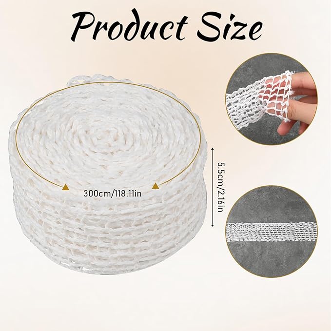 Jeffdad 5m Meat Netting Roll, Size 18 Elastic Turkey Ham Ham Press Mold for Deli Meats Cooking Wrapping Mesh Poultry Ham Netting Smoked Meat Butcher Twine Net Roll Wrapping Net (3m)
