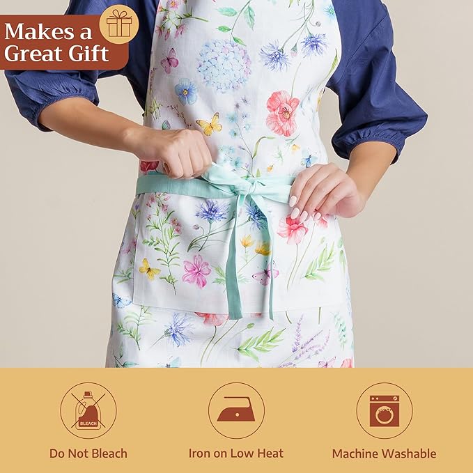 Maison d' Hermine 100% Cotton Apron for women with Pocket Kitchen Chef Apron for Men Cooking Easter Decorations