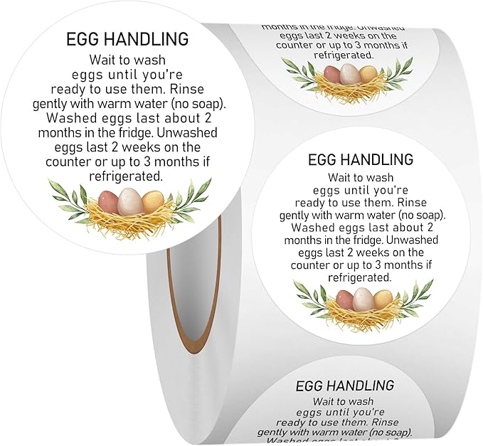 Louise Maelys 2" Egg Stickers for Fresh Farm Eggs - 500pcs Market Egg Handling Stickers Unwashed Egg Sticker Labels for Chicken Quail Farmhouse