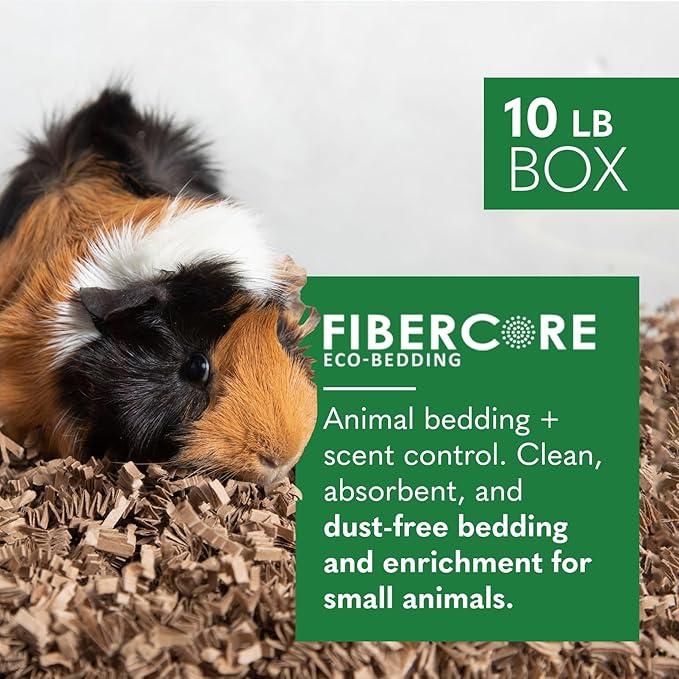 FiberCore Eco Bedding with Odor Control, 99% Dust Free Paper Bedding for Small Animals and Birds, 10 lb Bulk Box. (Expands to 250 L).