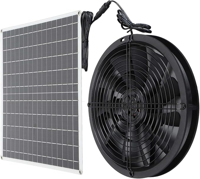 Solar Exhaust Fan High Speed 20W 16V Solar Panel Ventilation Fan for Chicken Coop Pet House Barn Greenhouse