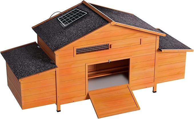 GOWE Automatic Chicken Coop with Solar-Powered Door, Weatherproof Design, Ventilated, with 2 Nesting Boxes, Timer & Light Sensor ¨C Durable Outdoor Chicken House with Pull-Out Tray for Easy Cleaning