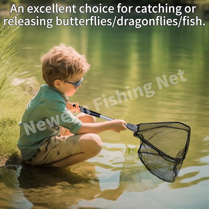 Neween Fishing Net, Foldable Collapsible Telescopic Fish Landing Net, Durable Nylon Material Mesh Landing Net for Easy Catching or Releasing for Trout