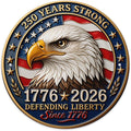 United States 250th Anniversary Metal Sign, 250th Anniversary USA Round Metal Signs for Home Decor, 250 Patriotic American Wall Signs Yard Signs, Gift for US Citizens, Patriotic Collectors