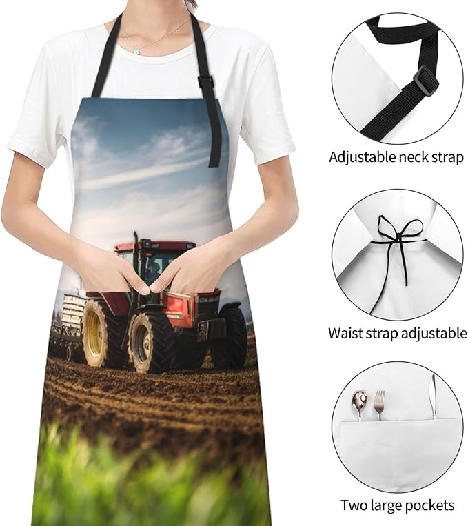 Waterproof Aprons for Women Men Adjustable Bib Tractor farm Apron Chef Cooking Aprons for Kitchen