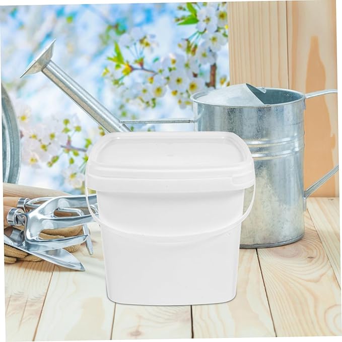 VICASKY Plastic Bucket with Handle and Lid Square Portable Container Sturdy Non Slip Farm Utility Pail for Water Storage and Household Use