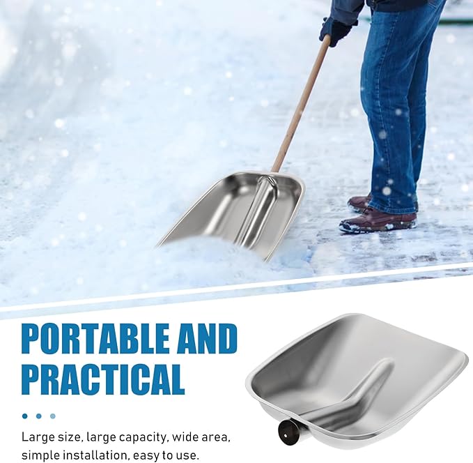Stainless Steel Snow Shovel and Agricultural Grain Scoop Multifunctional Outdoor Snow Cleaner Metal Shovel Head for Deicing and Food Feeding, Small Size Without Wooden Handle
