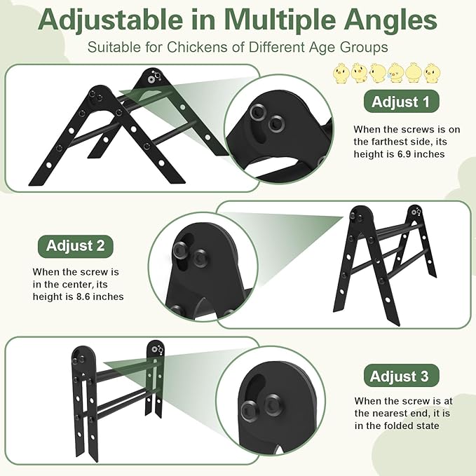 Adjustable Metal Chicken Perch for Coop, ULENDIS Heavy-Duty Chick Roosting Bar for Brooder, Chicks Stand Training Perches Ladder for Bird Parrot Hens Macaw (4 Roots)