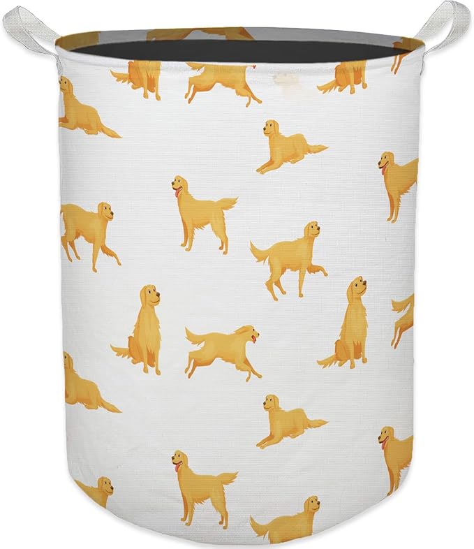 Golden Retriever Dog Laundry Basket, Toybox for Boys Girls, Golden Retriever Laundry Basket Hamper Waterproof Collapsible Clothes Toys Storage Bin Organizer for Bedroom Bathroom Kids Room Dorm