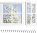 Shed Windows 2 Pack, Chicken Coop Windows 12" x 12" with Tempered Glass, Square Gable Flush Mounted Small Window for Shed, Playhouse, Household, Garage (White)