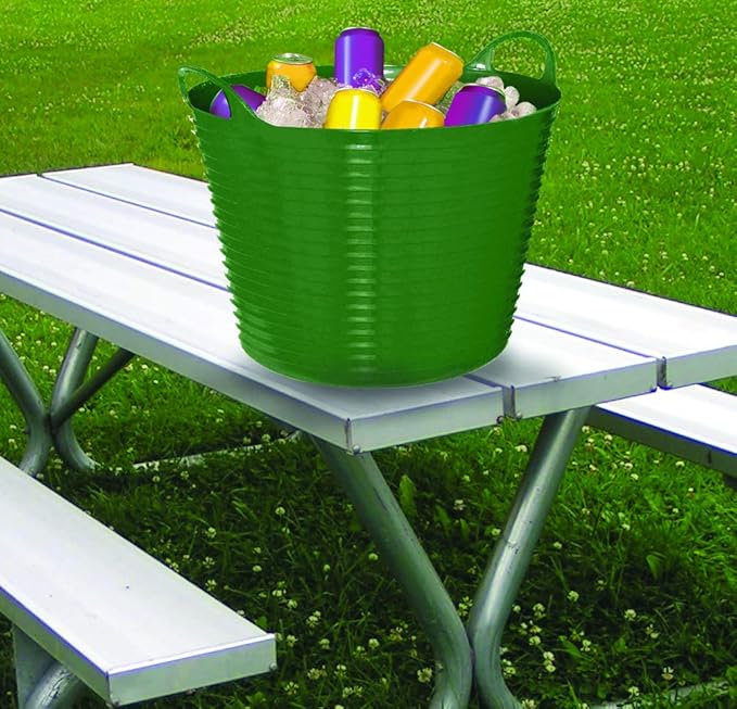 Little Giant® Poly/Rubber FlexTub Bucket | Ultra Durable & Versatile Farm Tub | Plastic Synthetic Gardening Tub (1, Green)