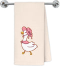 Funny Silly Goose Kitchen Towels, Coquette Pink Goose Hand Towels for Bathroom Kitchen, Cute Farm Animal Geese Decorative Dish Towels Drying Cloth, 16x24 Inch