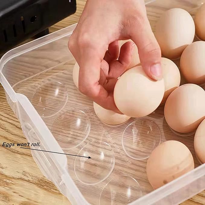 Egg Storage Container for Refrigerator, 3-Layer Deviled Egg Tray, Stackable Fridge Egg Organizer with Lid and Handle, Extra Large Holder, 60 Count Eggs Keeper(green 3 layer)
