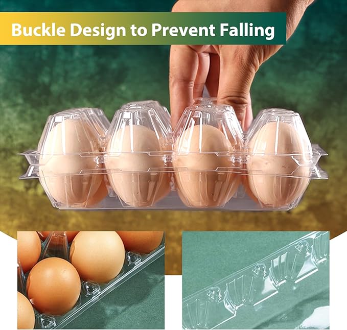 Egg Cartons Plastic Egg Carton Clear Egg Container Cheap Bulk for Home Ranch Chicken Farm Commercial Market Display (3x4 Grids, 10)