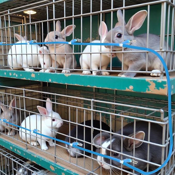 Automatic Rabbit Watering Kit - Including 5/16" Hose, 16 PCS Nipple Drinkers, Barb Fittings to G1/2" Thread Connectors, T-Fittings, Springs, and Gaskets, Automatic Rabbit Watering System
