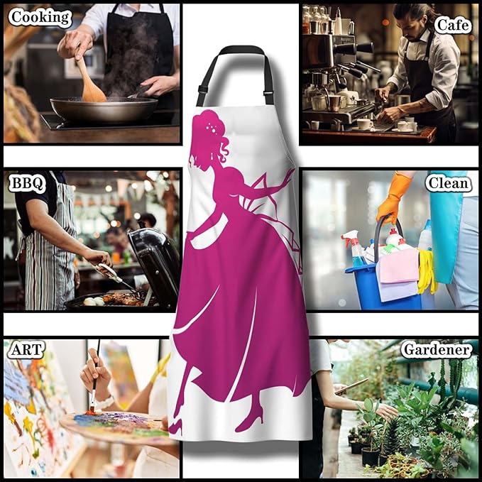 Garden Apron for Women Cinderella Mans Aprons for Kitchen Cooking Restaurant BBQ Painting Crafting Gardening 27” (W) x 31” (H), Waterproof Apron