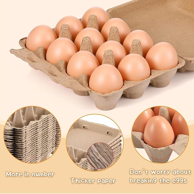 25 Pack Egg Cartons Bulk - Reusable Cardboard Cartons 12 Count,Egg Storage Containers Holder, Sturdy Natural Pulp Material Perfect for Storing Extra Eggs.