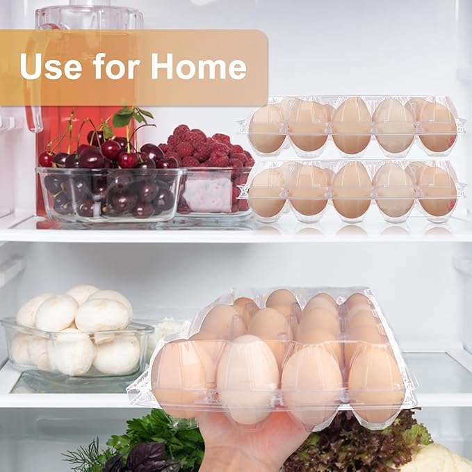 Plastic Egg Cartons Bulk 4x5 Egg Holders Style Holds 20 Eggs - Half Dozen Storage Perfect for Family Pasture, Groceries Chicken Farm, Refrigerator Storage (20 Grids) 50 Pack