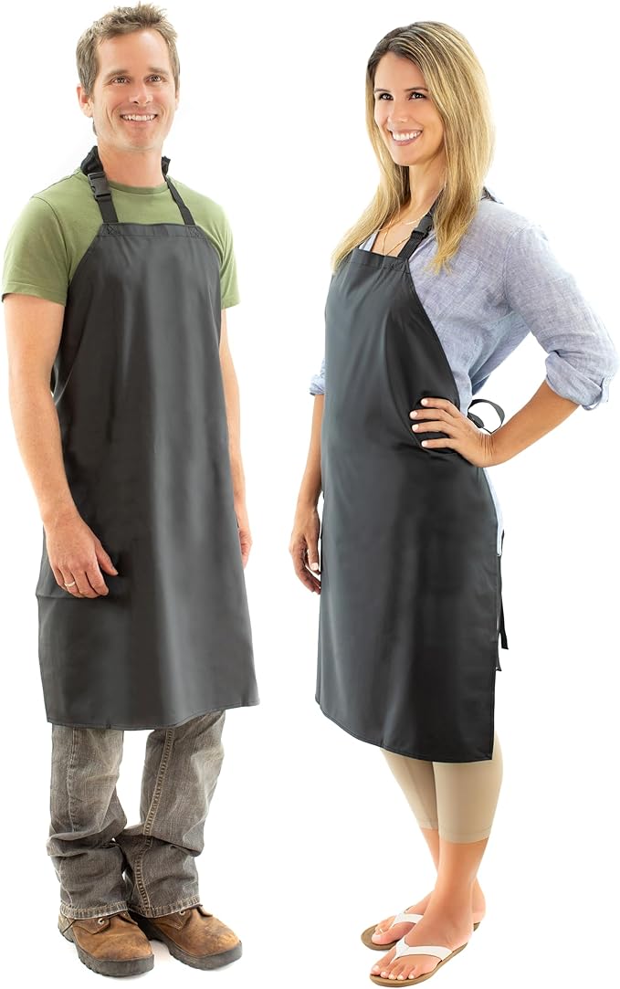 Waterproof Apron For Men and Women - 35" Multi Purpose Work Aprons for Dishwashing, Dog Grooming, Cleaning