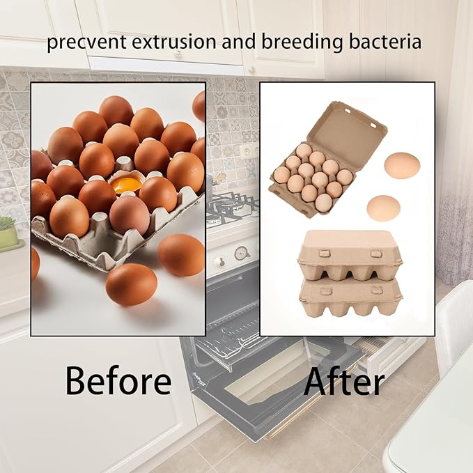 Egg Cartons Cheap Bulk, 3x4 Style Egg Storage Containers Holder, Sturdy Natural Pulp Material Perfect for Storing Extra Eggs (15 Pack)
