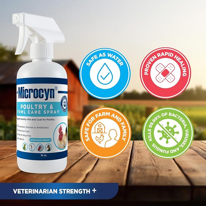 Poultry & Fowl Care Spray for Chickens, Ducks & Livestock – Supports Minor Wound Care & Skin Comfort – Easy-to-Apply Topical Spray – 16 oz