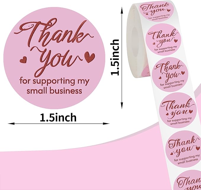 600 Pcs Thank You Stickers for Small Business, 1.5 Inches Self-Adhesive Elegant Round Seal for Envelopes, Party Favor