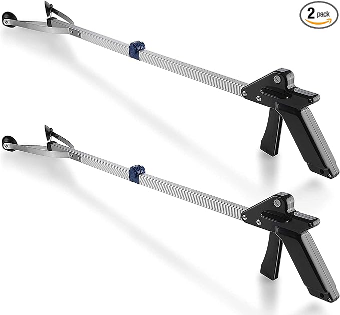 Reacher Grabber Tool - (2-Pack) - Gripping Device - Lightweight Durable Folding Claw Extends Arm Reach to 32 Inches Ideal Indoor and Outdoor Reaching Mobility Aid and Trash Grabber Picker Upper Tool