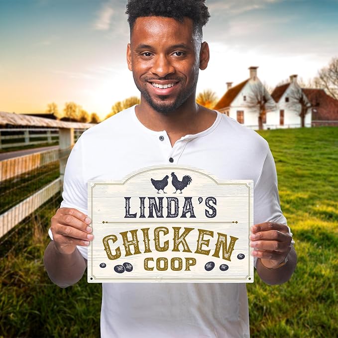 Custom Chicken Coop Sign, Personalized Name For Farm, For and Backyard Décor Sign, 10x14 Inches, Rust Free .040 Aluminum, Fade Resistant, Made in USA by Sigo Signs