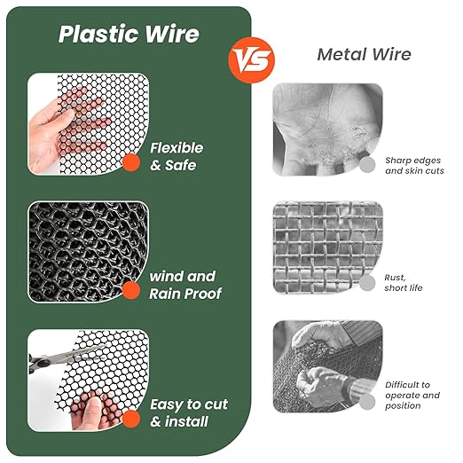 Plastic Wire Mesh,16IN x 50FT Chicken Wire Fencing for Floral Arrangements, Chicken Wire Mesh for Crafts with 100 Pcs Zip Ties,Gaden Netting for Dogs, Deers, Poultry