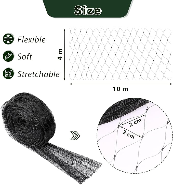 GWHOLE 33x13 Ft Garden Bird Netting for Garden Plant Tree Protection Chicken Coop Pond Net, Black