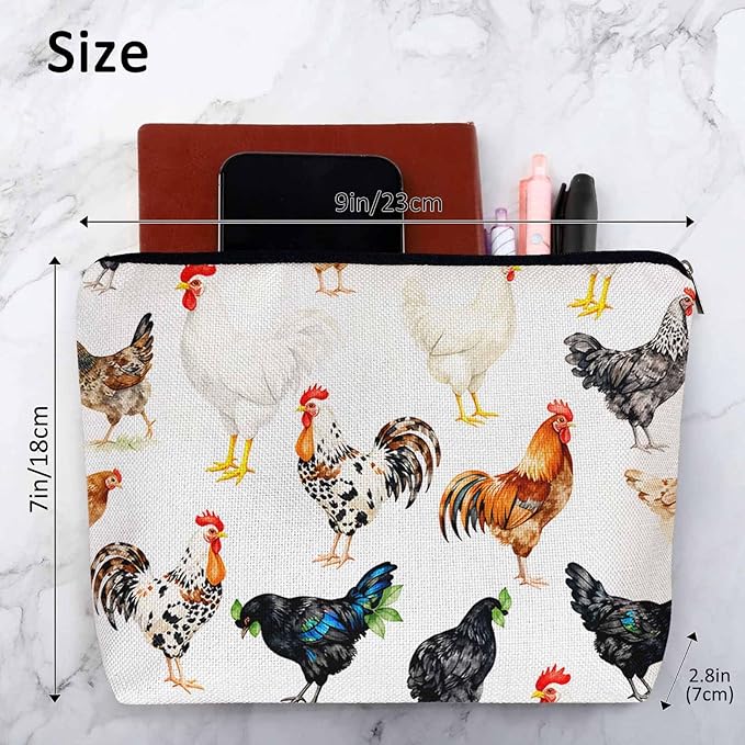 Roosters Makeup Bag For Women, Adorable Cosmetic Bag Makeup Bags, Farm Roosters Chicken Cock Cute Hen Zipper Bag Travel Bags Toiletry Organizers Pouch Bags Washing Bags For Gym Bathroom